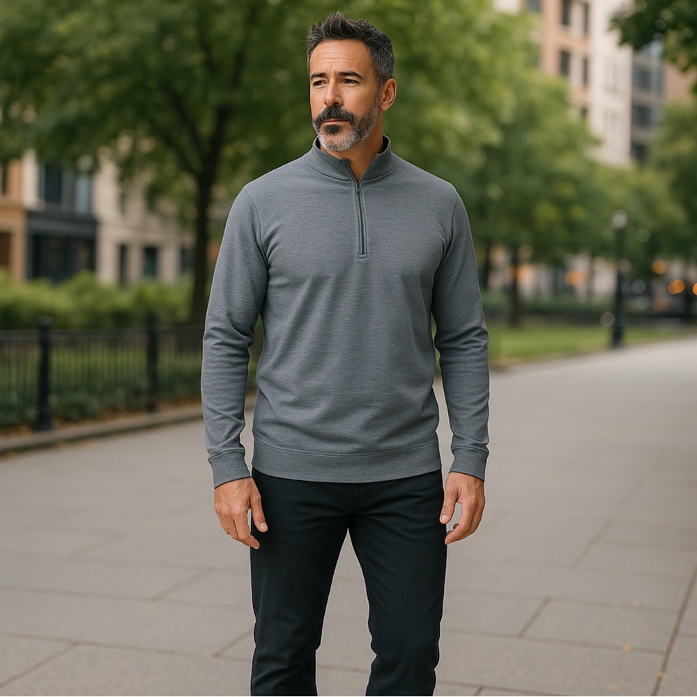 Men’s Sun Mountain Gray Half Zip Golf Bridger Pullover